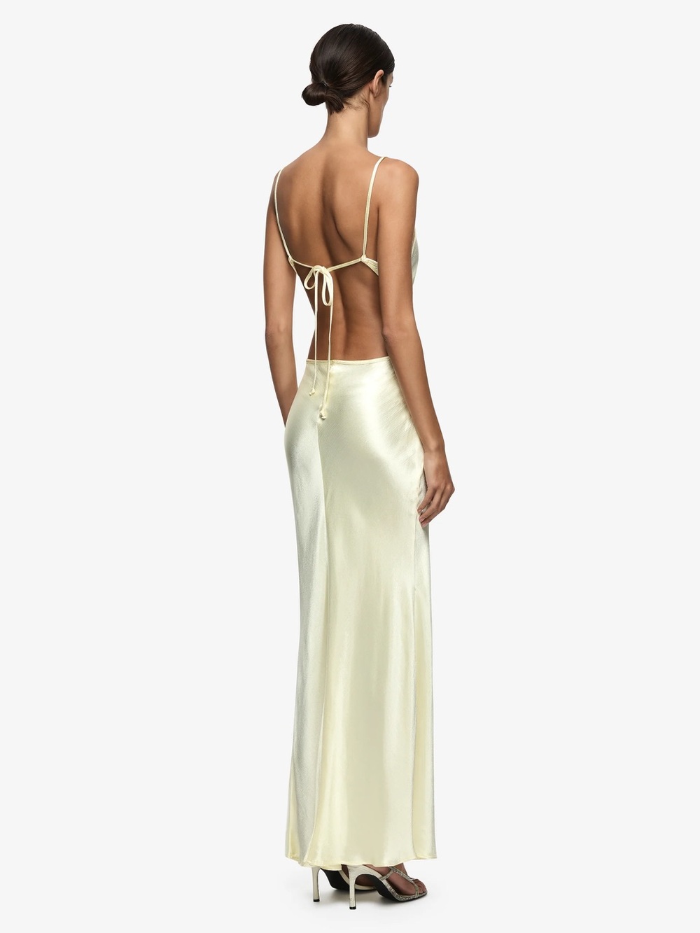 Bec & Bridge Satin Slip Maxi Dress in Pale Yellow - Picture 3 of 6